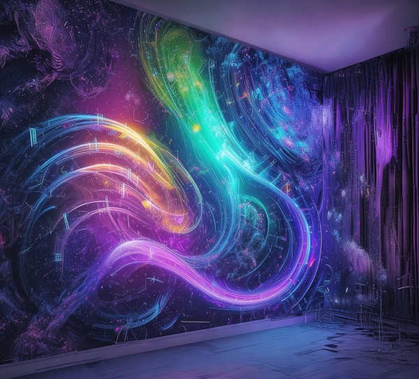 沉浸式未来感，3D科技动态墙纸效果图，重塑空间视觉体验